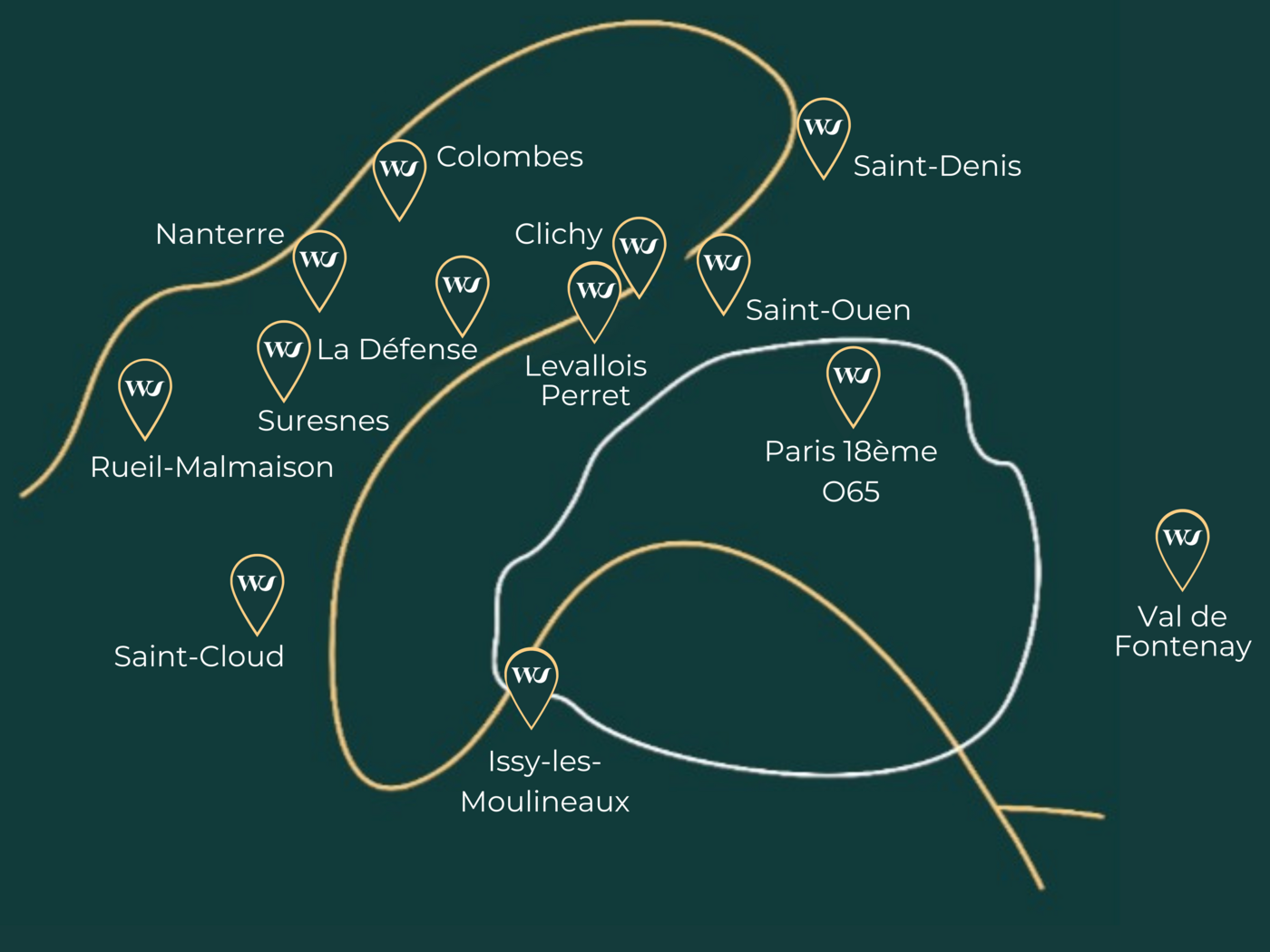 Carte des espaces Work & Share (