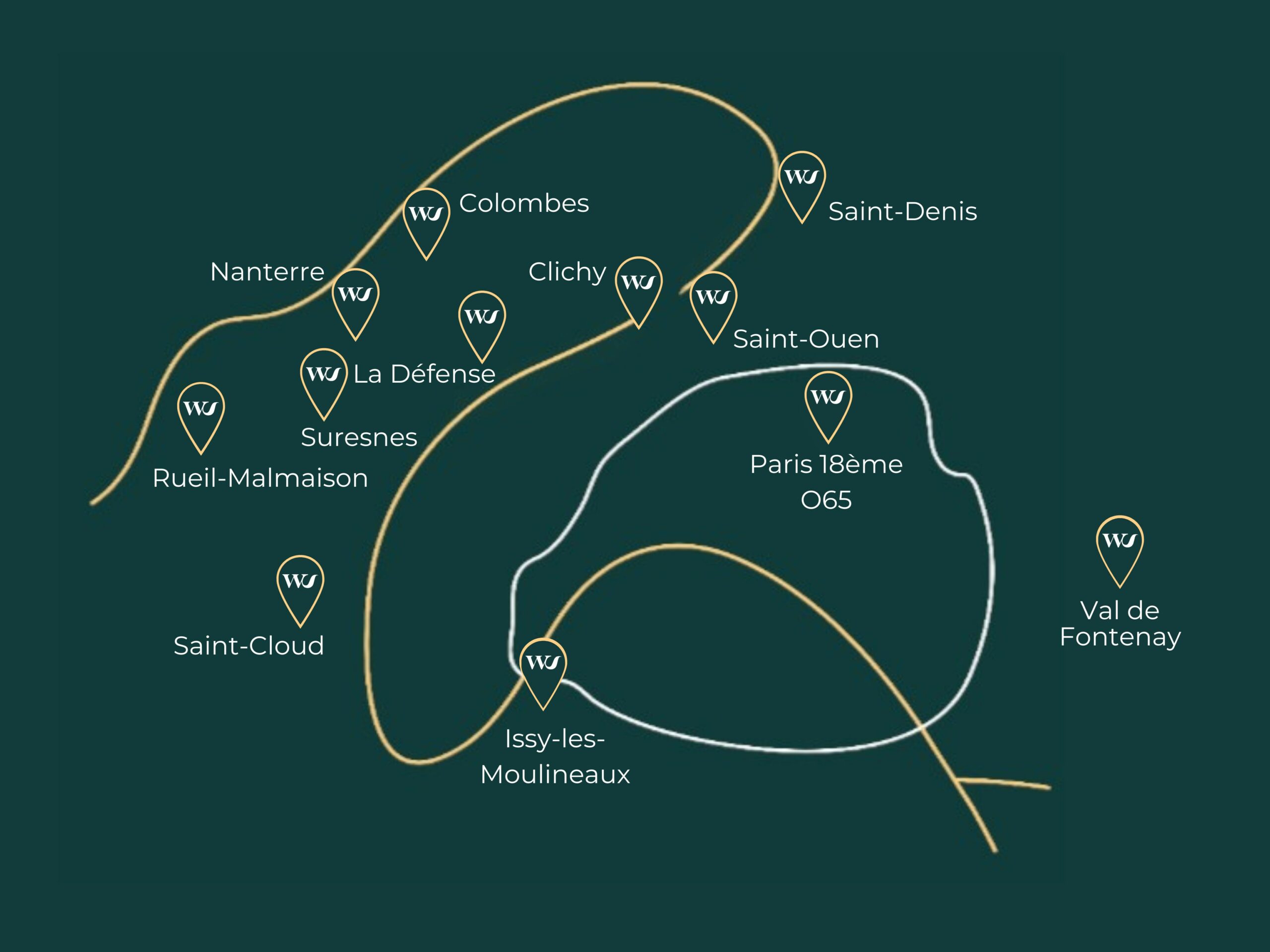 Carte des espaces évènementiels Work & Share